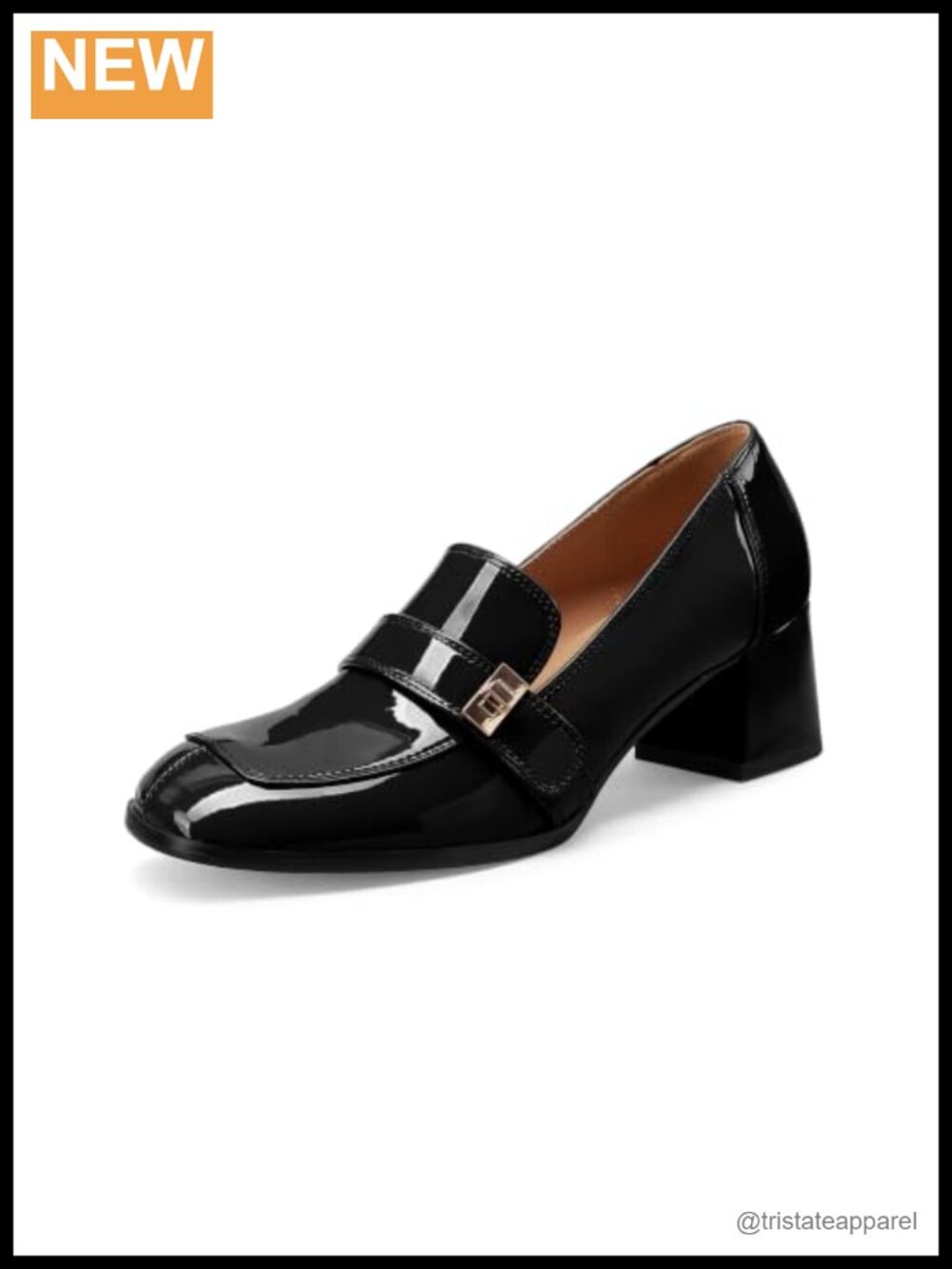 Womens Loafers Block Heel Square Toe Slip On Dress Work Shoes